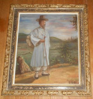 1954 Vintage Oil Painting Korea Korean Costume Signed H.  C.  Kim 1954