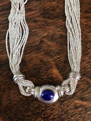 Rare Tiffany & Co Sterling Silver And Blue Lapis Necklace