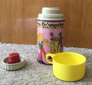 Vintage Pink Beatles Yellow Submarine Thermos Complete And No Dents