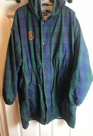 Nwt Polo Ralph Lauren Plaid Coat Jacket Size Xl Vintage W/initials Org.  $235