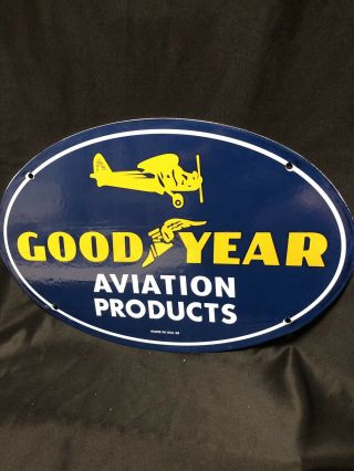 Goodyear Aviation Tires Porcelain Sign Vintage Gas Marked “39”