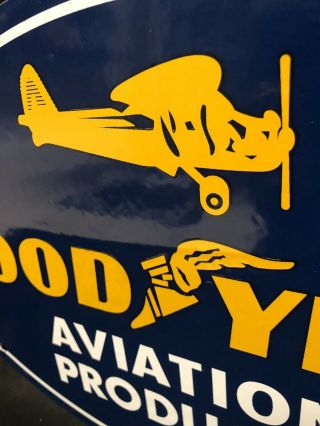 GOODYEAR AVIATION TIRES PORCELAIN SIGN VINTAGE GAS Marked “39” 2