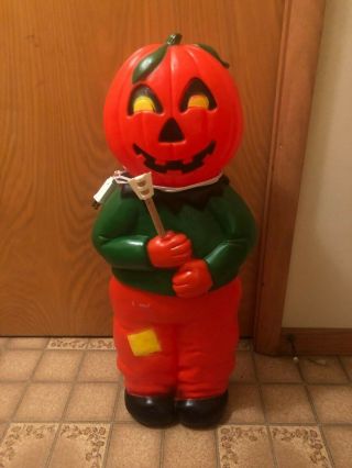 Vintage Pumpkin Scarecrow 31 Inches Blow Mold Holiday Halloween Yard Decor