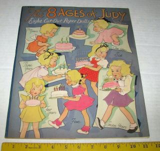 Vintage The 8 Ages Of Judy Paper Doll Book Uncut 1941 Samuel Lowe