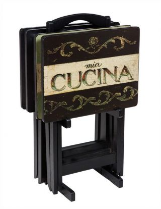 Cucina Tv Trays W/storage Stand,  Italian - Chic Design.