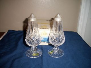 Vintage Waterford Crystal Footed Salt Pepper Shakers Lismore Ireland With Tags