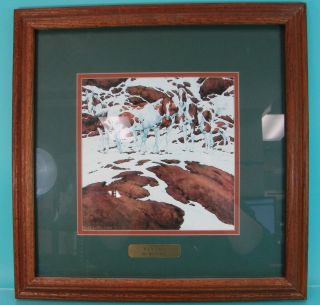 Vtg Bev Doolittle " Pintos " Horse & Mountain Nature Scenery Lithograph Print