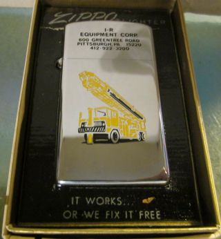 Vintage 1974 Crane Truck Slim Zippo Lighter