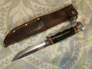 Vintage Abercrombie & Fitch Co.  Chrome Kabar Carbon Steel Hunting Knife & Sheath