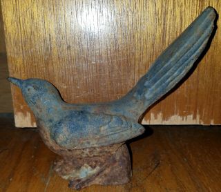 Old Antique/Vintage Small Cast Iron Bird Swallow?? Door Stop Paperweight Bookend 2