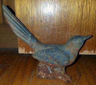 Old Antique/Vintage Small Cast Iron Bird Swallow?? Door Stop Paperweight Bookend 4