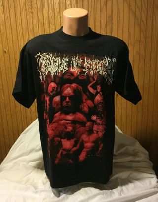 Vintage Cradle Of Filth T Shirt Size L 1999 To Enslave Blue Grape