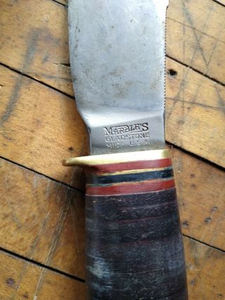 Vintage Marbles Woodcraft Knife,  Bowie Knife Gladstone Mich 8 - 1/2 " Sheath