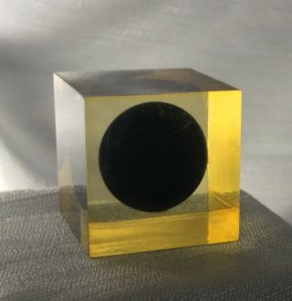 Rare/original/enzo Mari/resin/black Sphere In Cube/1960’s/for Danese Milano.