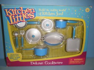 Barbie Doll Size Kitchen Littles Deluxe Blue Cookware Set