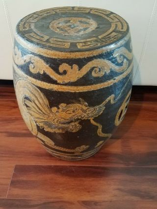 Asian Vintage Large Garden Stool Dragon