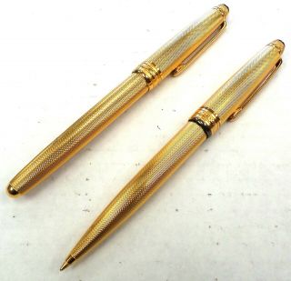 Vintage Gold - Filled Montblanc Ball Point Pen Pencil Set 925 Stod Metal 3 Germany