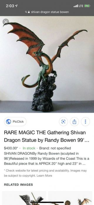 Shivan Dragon Mtg Statue 866 Of 5,  000 Never Displayed Extremely Rare