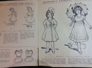 ANTIQUE VICTORIAN PAPER DOLL KIT DENNISON ' S CREPE & TISSUE PAER DOLL CLOTHING 4