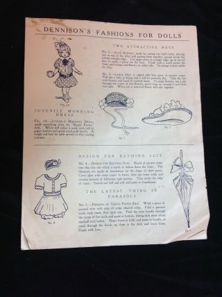 ANTIQUE VICTORIAN PAPER DOLL KIT DENNISON ' S CREPE & TISSUE PAER DOLL CLOTHING 6