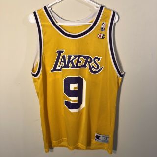Rare Vintage Nba Los Angeles Lakers Nick Van Exel 9 Champion Jersey Sz 44 Lal
