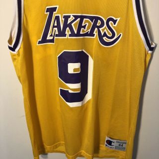Rare Vintage NBA Los Angeles Lakers Nick Van Exel 9 Champion Jersey sz 44 LAL 3
