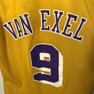 Rare Vintage NBA Los Angeles Lakers Nick Van Exel 9 Champion Jersey sz 44 LAL 4