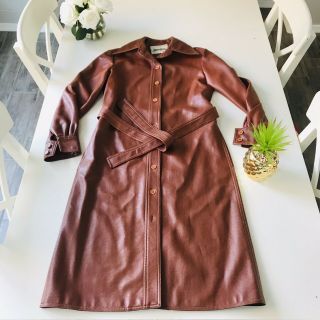 Vintage Neiman Marcus Ginessa Leather Trench Coat Womens Small
