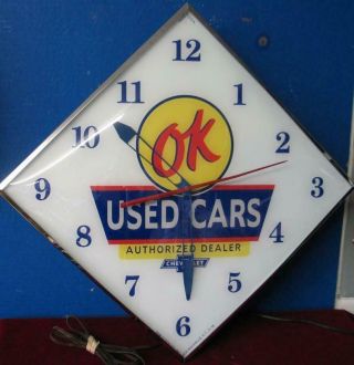 Vintage Pam Lighted Advertising Chevrolet Ok Cars Clock