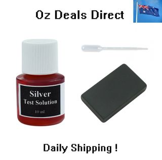Silver Testing Kit To Inc.  Bottle,  Test Stone & Dropper,  Silver / Silver Plated?