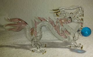 Vintage Venetain Murano Art Glass Dragon Holding The World " Rare "