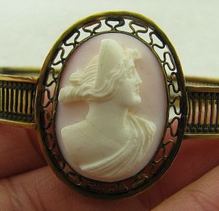 Antique Victorian R&F Gold Filled Carved High Relief Cameo Bangle Bracelet 4