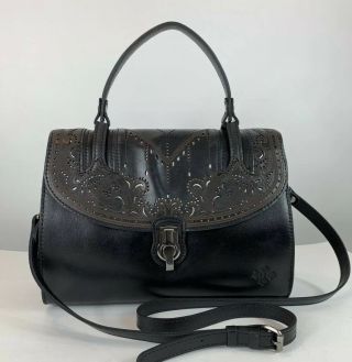 Patricia Nash Stintino Vintage Heritage Laser Cut Italian Leather Satchel Bag