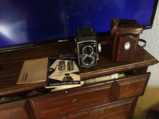Vintage Rolleiflex Camera 1:3.  5 F - 75mm Carl Zeiss With Case Cover Lens & Manuals