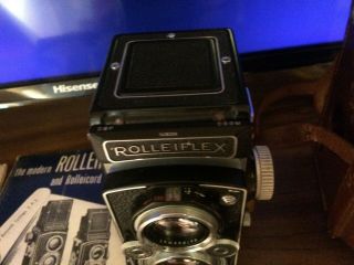 Vintage Rolleiflex Camera 1:3.  5 f - 75mm Carl Zeiss with case cover lens & manuals 2