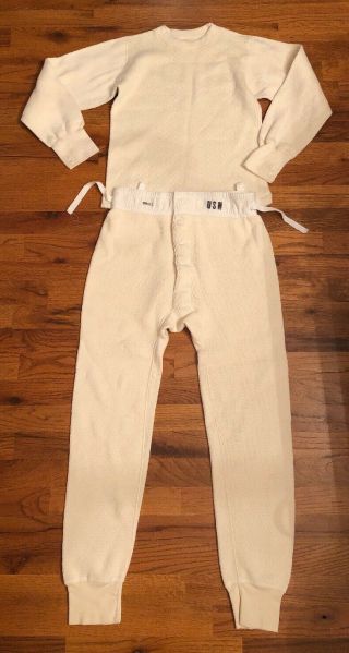 Vintage Us Navy Long Underwear Long Johns Drawers Usn Xcold Weather Gear Thermal