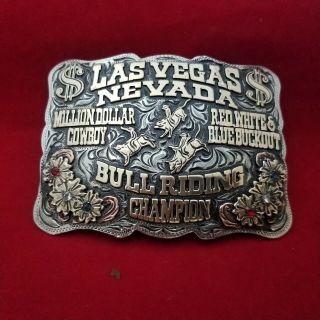 Rodeo Trophy Buckle Vintage Las Vegas Nevada Bull Riding Cowboy Champion 894