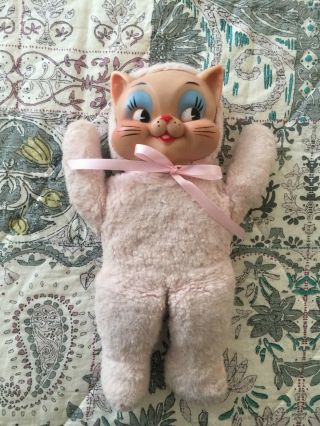 Knickerbocker Cat Animals Of Distinction Music Box Rubber Face Plush Rushton