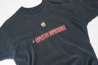 Apple Vintage Expect The Impossible Mission 90s Single Stitch Rare T - Shirt - Xl