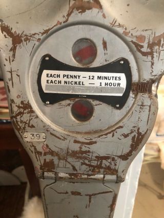 Vintage PENNY Park - O - Meter,  Parking Meter Penny And Nickel No Key With Post 3