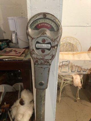 Vintage PENNY Park - O - Meter,  Parking Meter Penny And Nickel No Key With Post 4