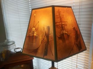 2 Vintage Studio Art Sailing Ship Nautical Lamp Shade Clipper One Andres Ordinas