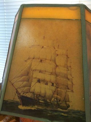 2 Vintage Studio Art Sailing Ship Nautical Lamp Shade Clipper one Andres Ordinas 7