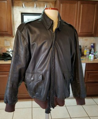 Vintage Usa Made Ll Bean Goatskin Leather Flight Bomber Jacket Thinsulate 46 T