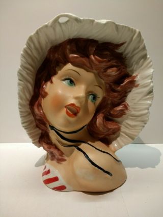 Vintage Ucagco Lady Head Vase 6.  25 "