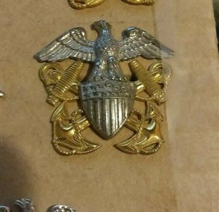 Wwii Us Navy Officer Hat Insignia Overseas Cap Badge 2
