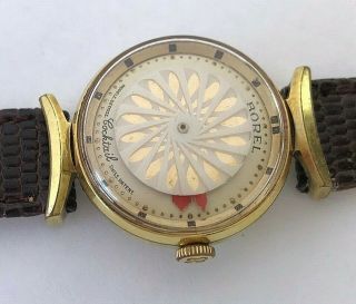 Vintage Ernest Borel white Kaleidoscope Cocktail ladies wach with C lugs,  cal 26 3