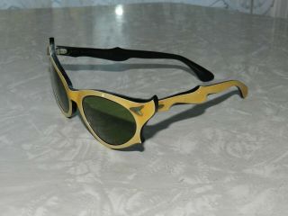 Vtg Celluloid Cats Eye Green Lens B&l Ray - Ban Sunglasses Glasses Shades Pearl