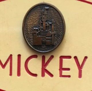 Vintage Disneyland Cast Member Name Badge W/ 1 Year Service Pin “Mickey” 3