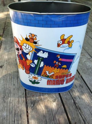 Vintage 1988 Mario Bros Trash Can Waste Basket 1988 2